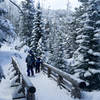 Family of snowshoers enjoying Black Friday