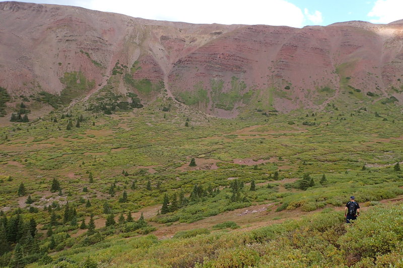 Heading down the West Spur of Gilbert Peak while looking into the bowl formed by the North Ridge and West Spur of Gilbert Peak.