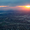 Palm Springs under a firey sunrise.