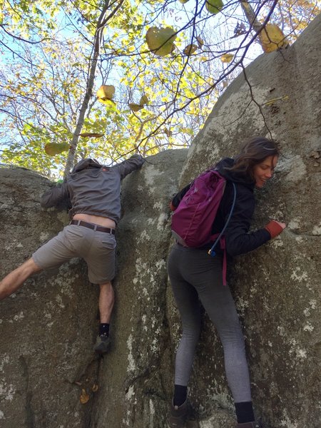 Messing around on boulders along Mount Pleasant!