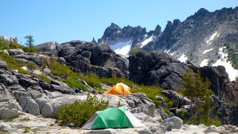 Tents along Snow Lakes Trail.