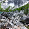 Boulder field by Colchuck Lake.