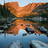 The view to Hallett Peak and Flattop Mountain from Dream Lake.