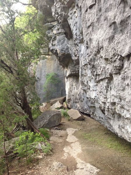 The trail follows bluff lines.