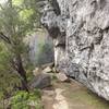 The trail follows bluff lines.