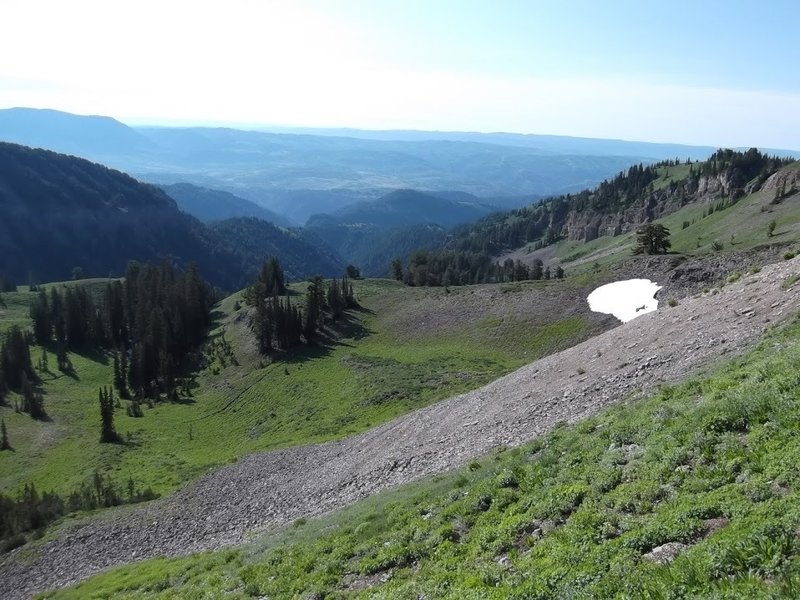 A view down the canyons and out into the Bear River Range from the Naomi Peak NRT.