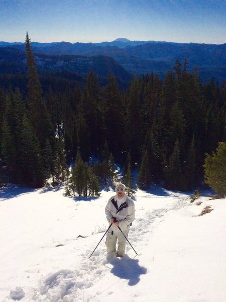 Almost at the top of Eagle's Peak on Black Friday 2015. Mt. Adams, Mt. St Helens, and Mt. Hood (on a clear day) are visible from this vantage (St Helens is the only one visible in the picture).