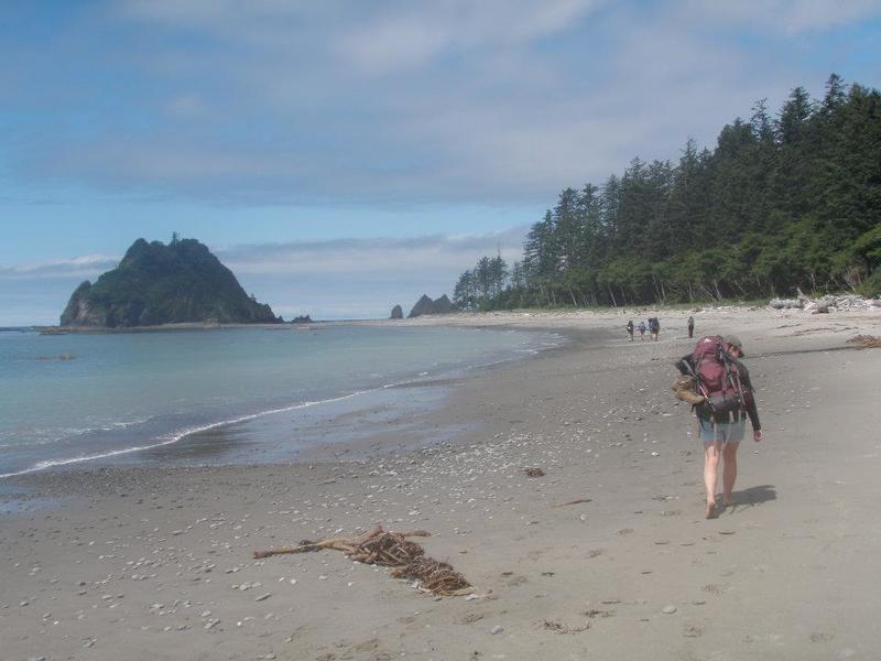 Hiking back towards Strawberry Point on the Third Beach to Toleak Point Trail.