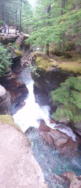 The most scenic part of the Avalanche Lake Trail is actually the beginning, where Avalanche Creek cuts deep into a narrow gorge of red rock. Great overlooks, but careful where you step.