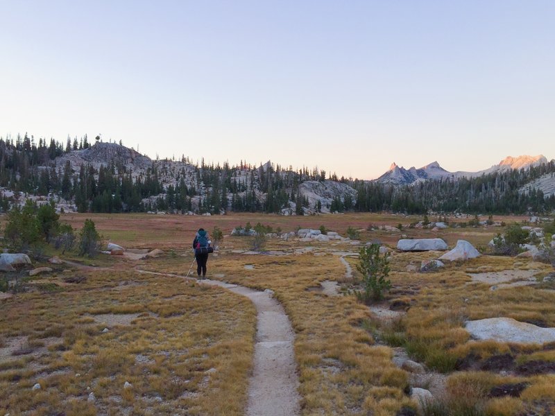 The path leading to the campsites at Sunrise High Sierra Camp.