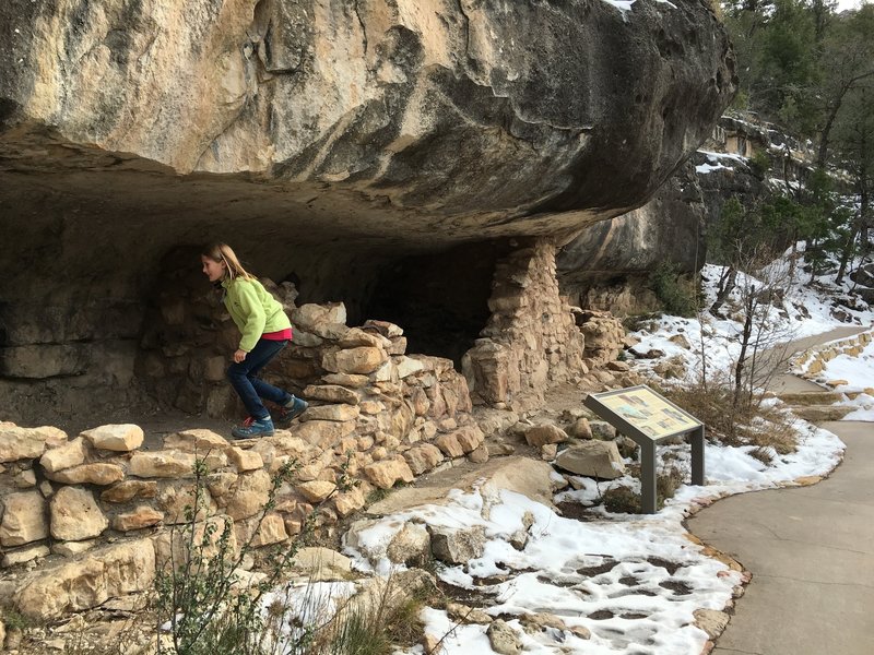 Investigating the cliff dwellings.