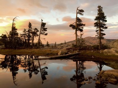 Reflection at our campsite near the Glacier Lake Trail.