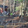 Runners heading uphill from the new Covered Bridge.