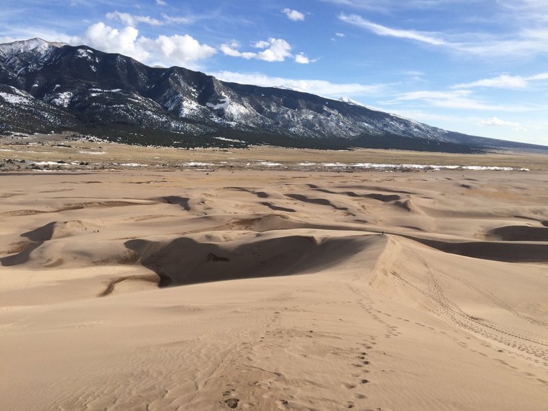 Looking down the dunes toward the Visitor Center.