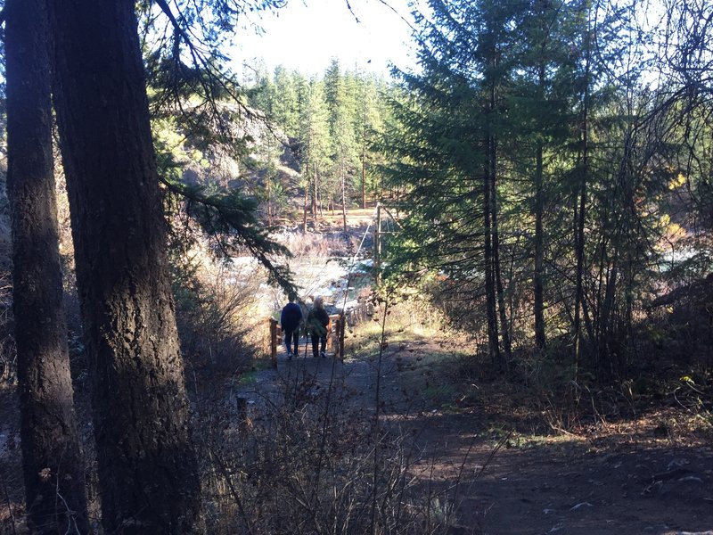 The view, approaching the swinging bridge, and Bowl & Pitcher area.