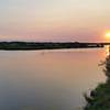 Sunrise at the confluence of Yakima and Columbia Rivers, viewed from the causeway to Bateman Island.