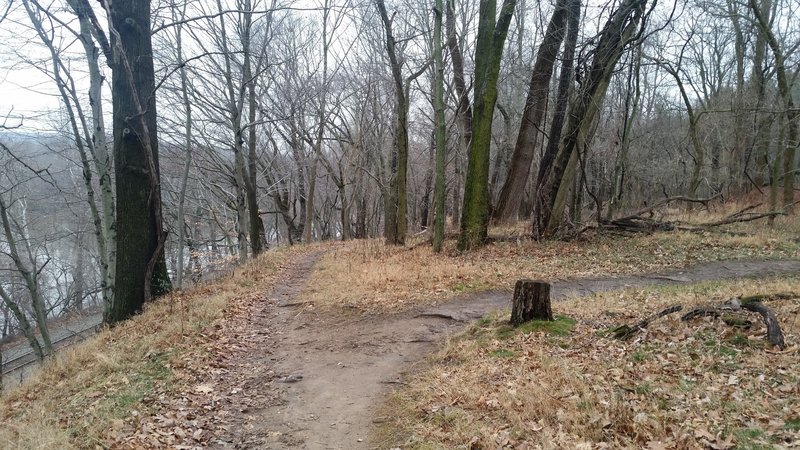 Turning away from the river provides an easier pass around the upcoming stream valley.