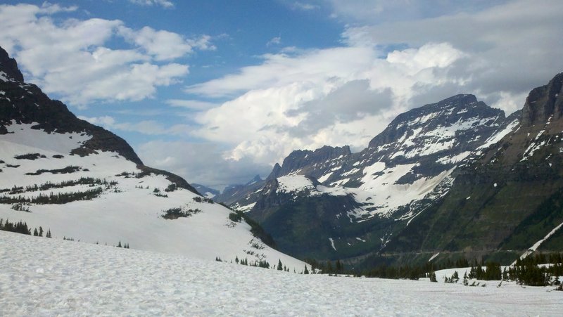 Hidden Lake Trail looking towards Going to the Sun Road.