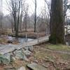 Bridge over Valley Creek.  Much of the trail is large pavers