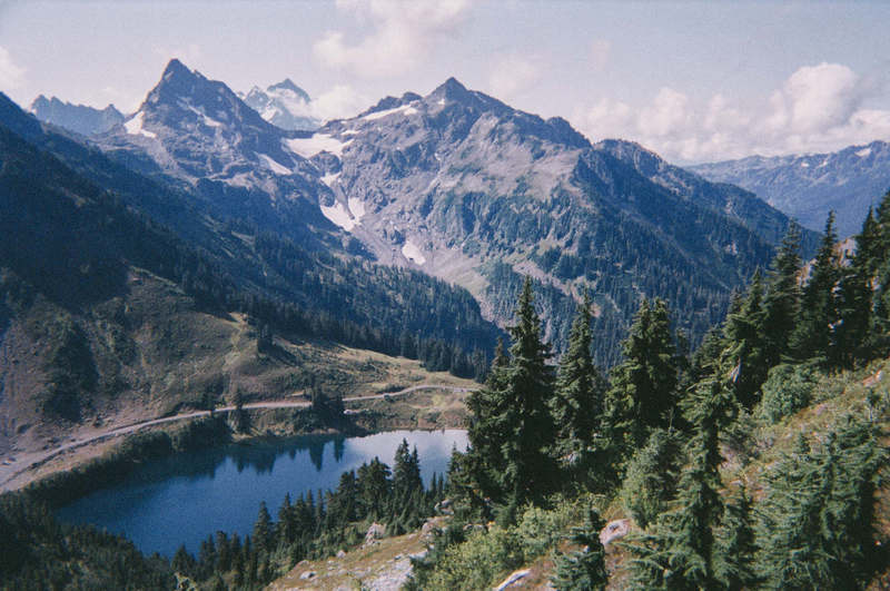 View towards one of the Twin Lakes from the trail to Winchester Mountain Lookout.