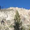 A view of some spectacular granite in Piute Canyon, with a really cool rock thumb sticking up in the top middle part of the ridge.