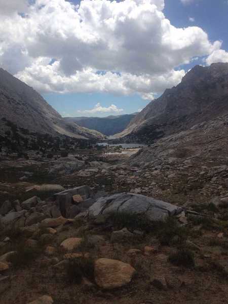 A view back down the Piute Pass Trail and the Bishop Creek drainage from Piute Pass.