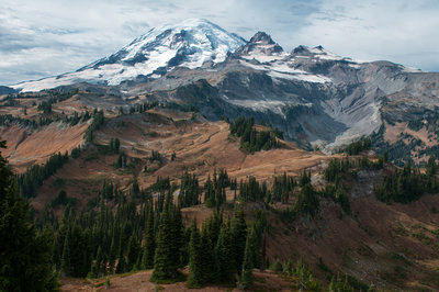 View of Rainier and Little Tahoma from the trail north of Indian Bar