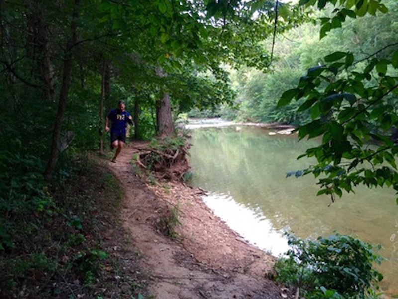 Running through the Ragnar Trail Fort Knox-KY Green Loop Trail.