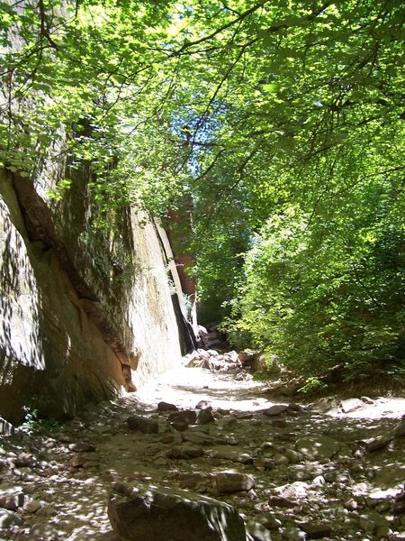 After the marked Hidden Canyon Trail ends, you can scramble into and walk through a dead-end canyon.