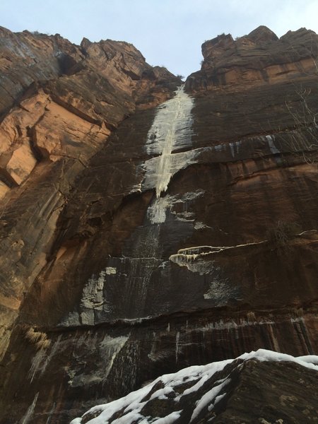 When hiking at Zion during the winter, be sure to look up! Icicles grace the rock faces!