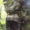 Chimney from Kress hunting lodge, in woods beyond Hall cabin