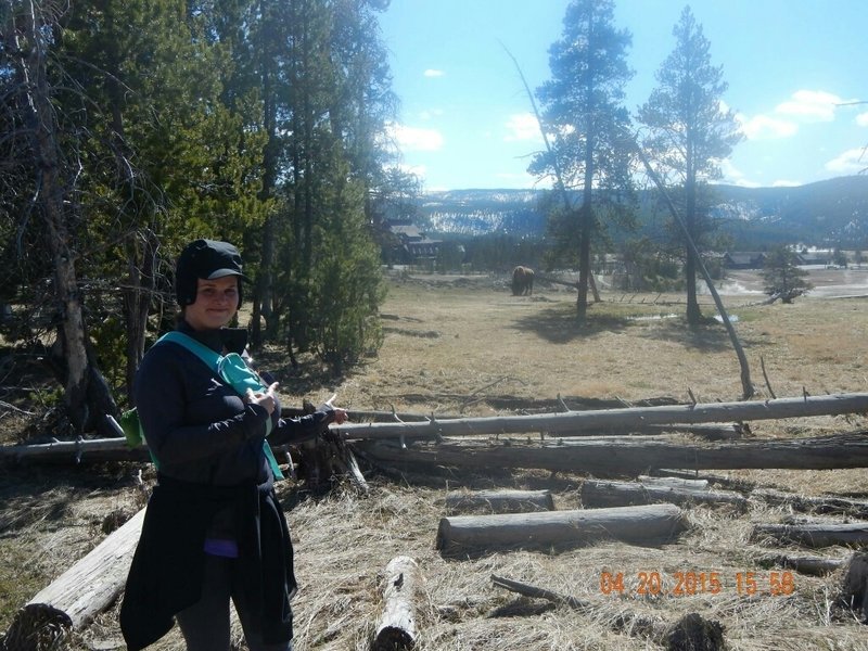 Abiding by the rules of the park. Keep a safe distance! Don't want to make the news. Upper Geyser Basin, Yellowstone National Park