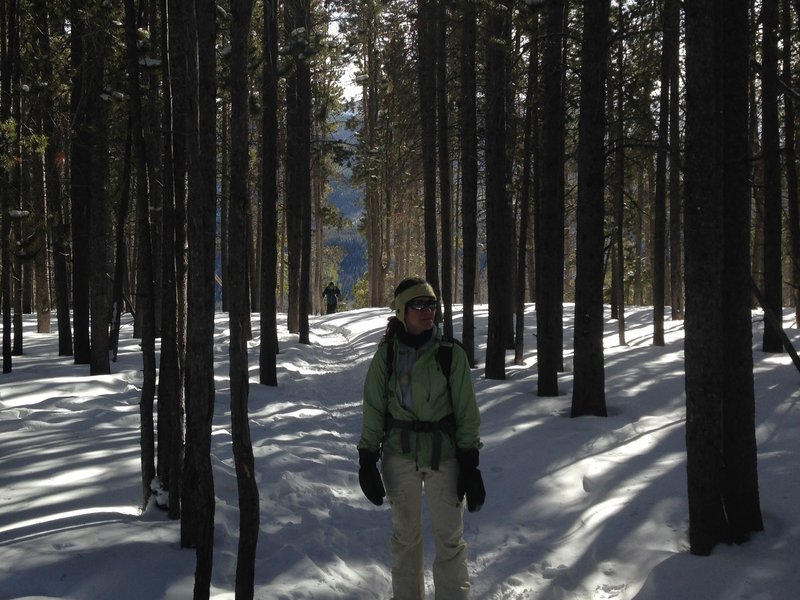 At the top of the climb up to Bierstadt Lake in the winter.