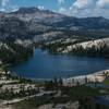 Lower Cathedral Lake from a ridge surrounding Upper Cathedral lake.