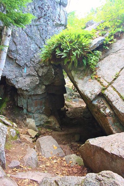 The trail passes under this giant rock slab.