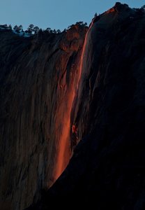 Horsetail Falls- as seen from across the valley during the 2 week period in February when the sun hits it just right.