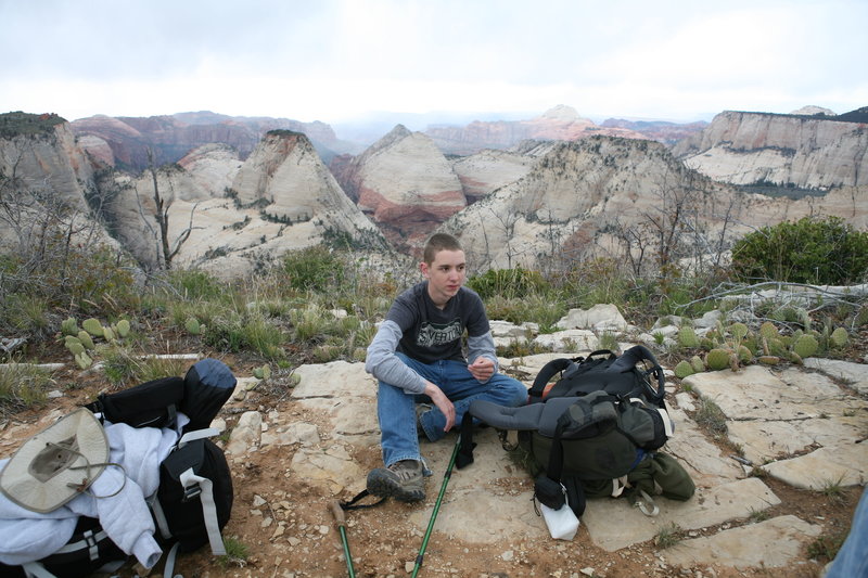 Having lunch on the West Rim Trail.  May 2015