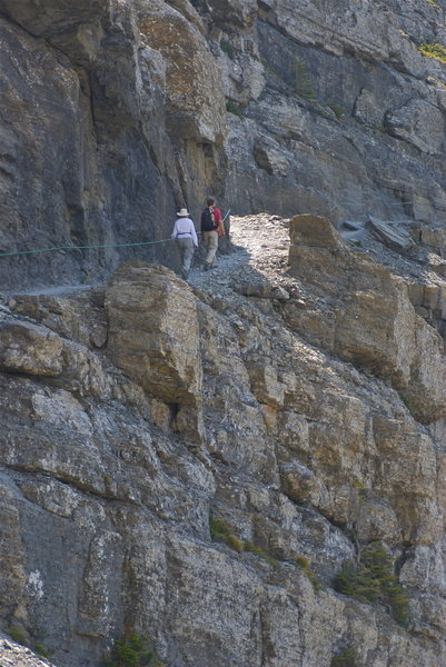 A trail cut into the cliffs.