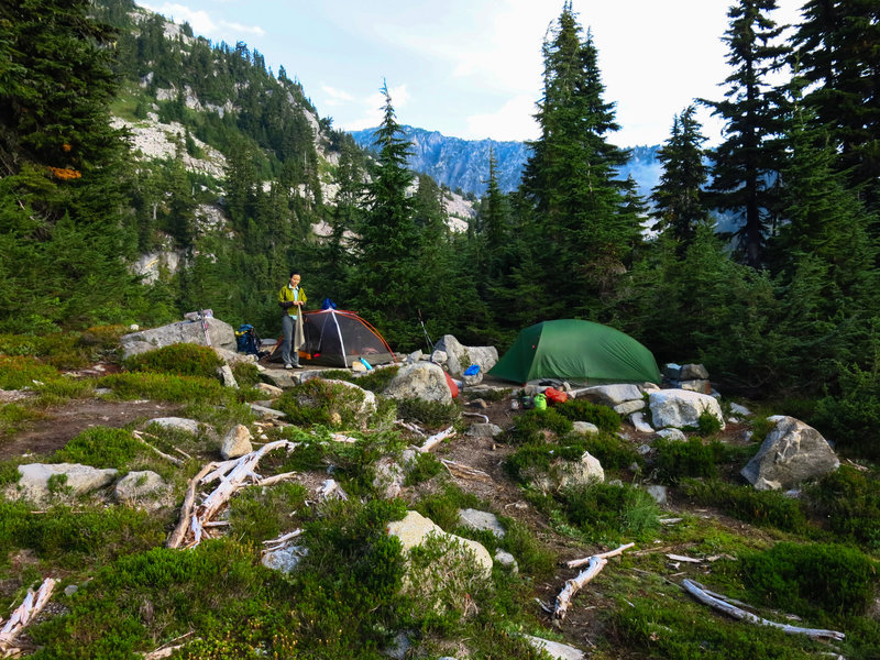 Setting up camp at Copper Lake Campground.