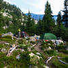 Setting up camp at Copper Lake Campground.