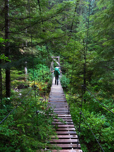 Crossing Indian Creek on the Chilliwack Trail.