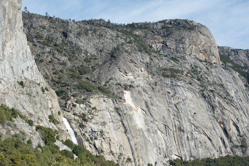 A view of the Tueeulala Falls as you approach from the dam.  Clearly, Hetch Hetchy Dome blocks the view at this point.