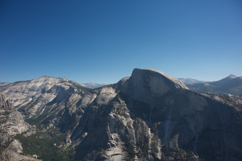 View of Clouds Rest, Quarter Dome, Half Dome, and Mount Starr King from North Dome.