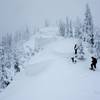 Snowshoeing up to Hurricane Hill on a snowy winter day.