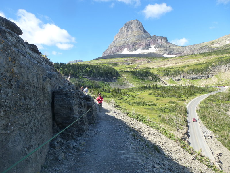 Mount Clements from the Highline Trail with a cable to hold on to for reassurance.