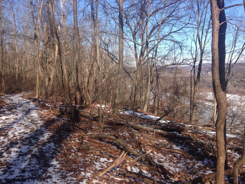 The trail along the ridge high above the Allegheny River.