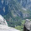 Watching slack liners high above Yosemite Valley at the Lost Arrow.