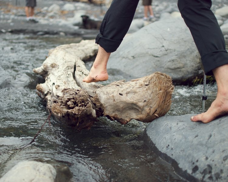 Stepping across Shipman Creek.