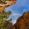 Rainbow just above the entrance to the Subway, Zion National Park.