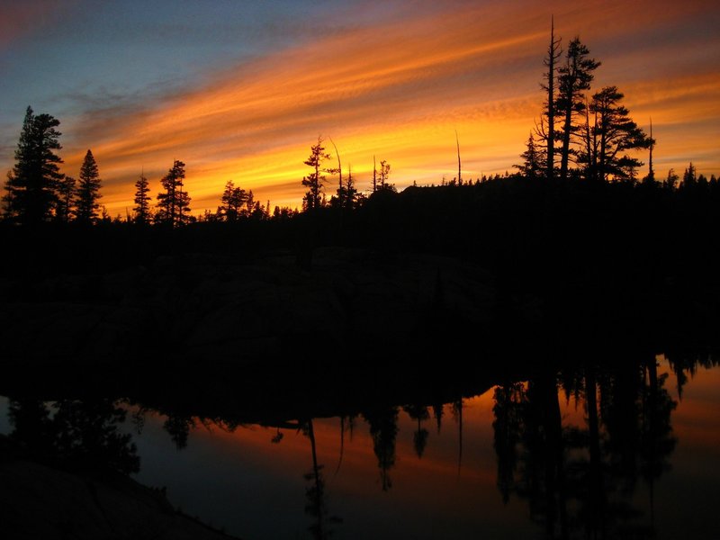 The wispy wind had created some insane sunset colors over our camp near the Bell Meadow Trail!